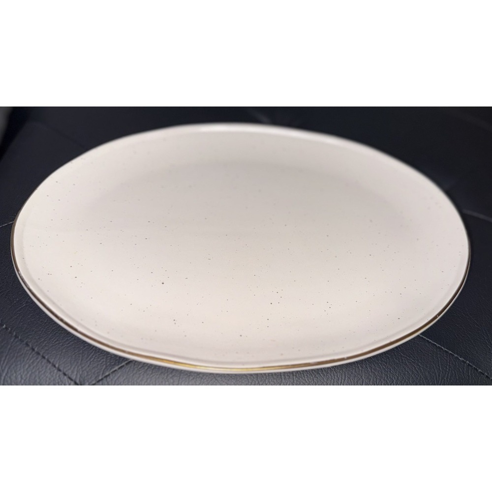 Threshold Cream Stoneware Oval Serving Platter Gold Speckle & Rim 12.5" x 9"